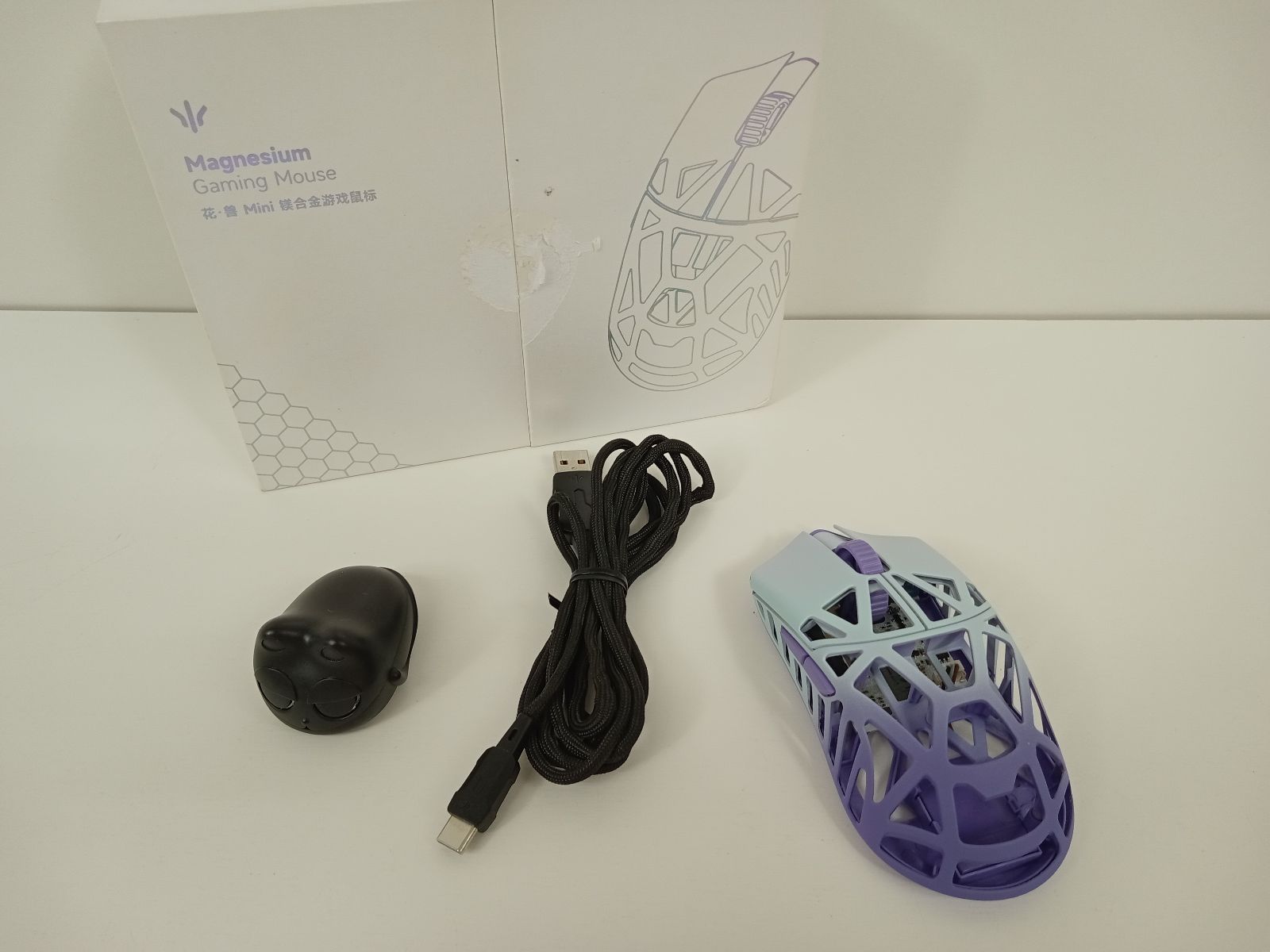 WLMOUSE Beast X Mini ゲーミングマウス Magnesium マグネシウム 4 K PAW 3395 バイオレット 有線 無線 清掃済 MB-6239