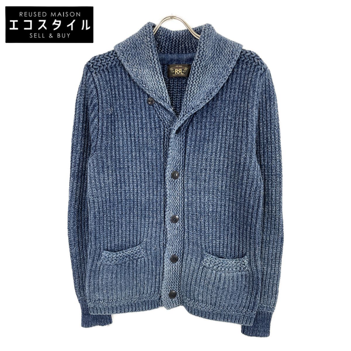 RRL ダブルアールエル ｲﾝﾃﾞｨｺﾞ ﾃﾞｨｽﾄﾚｽﾄ ｼｮｰﾙｶﾗｰ ｺｯﾄﾝ×ﾘﾈﾝ ｶｰﾃﾞｨｶﾞﾝ M