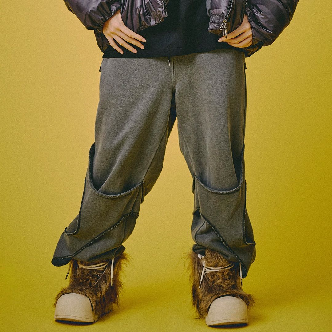 GALFY ガルフィー 穴の向こうにわんちゃん スウェットパンツ 刺繍 ストリート HIPHOP ラッパー オーバーサイズ ユニセックス 153057 ブラック セットアップ 少量入荷