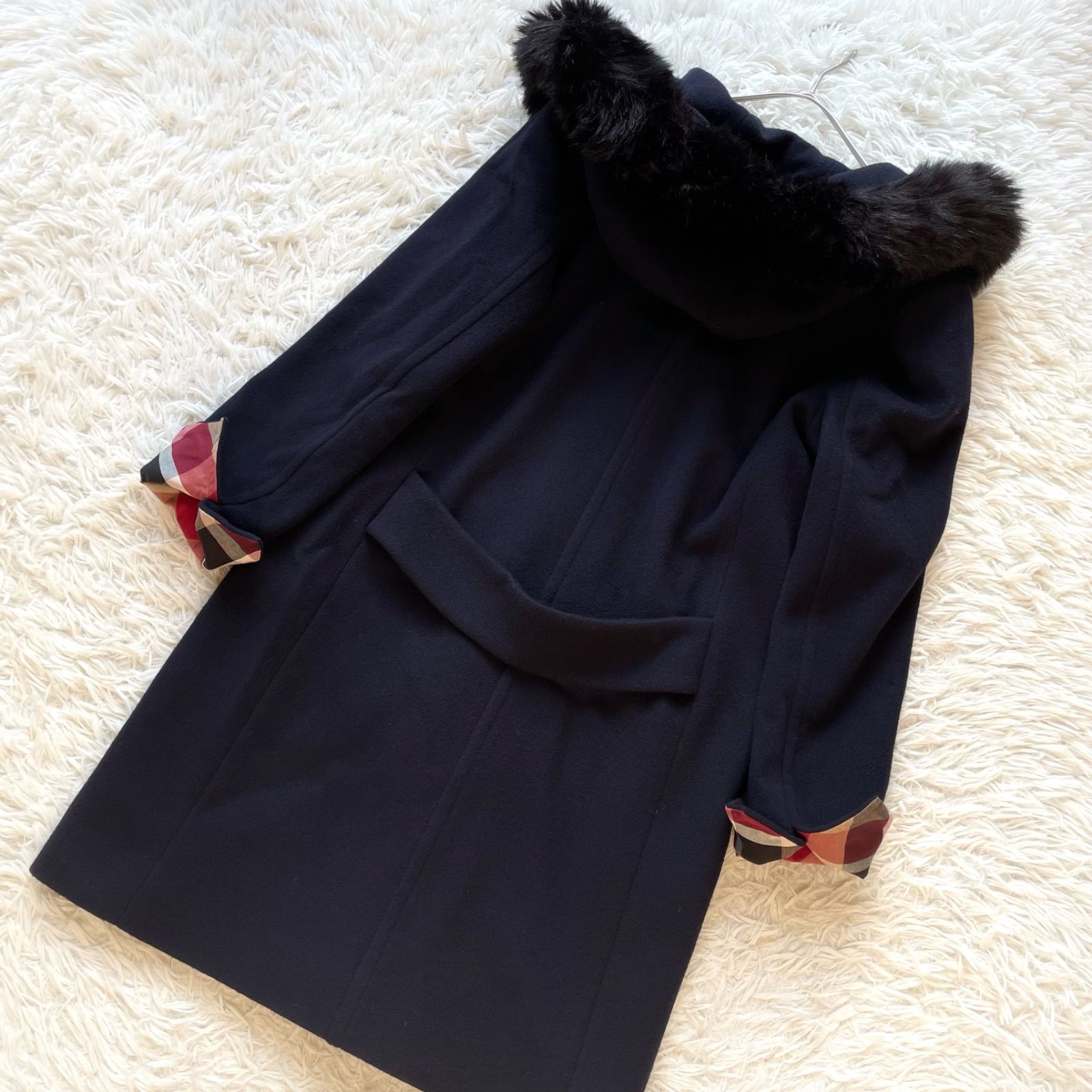 美品 BLUE LABEL CRESTBRIDGE ファー コート 2way M 美品 BLUE LABEL CRESTBRIDGE ブルーレーベルクレスブリッジ 2way