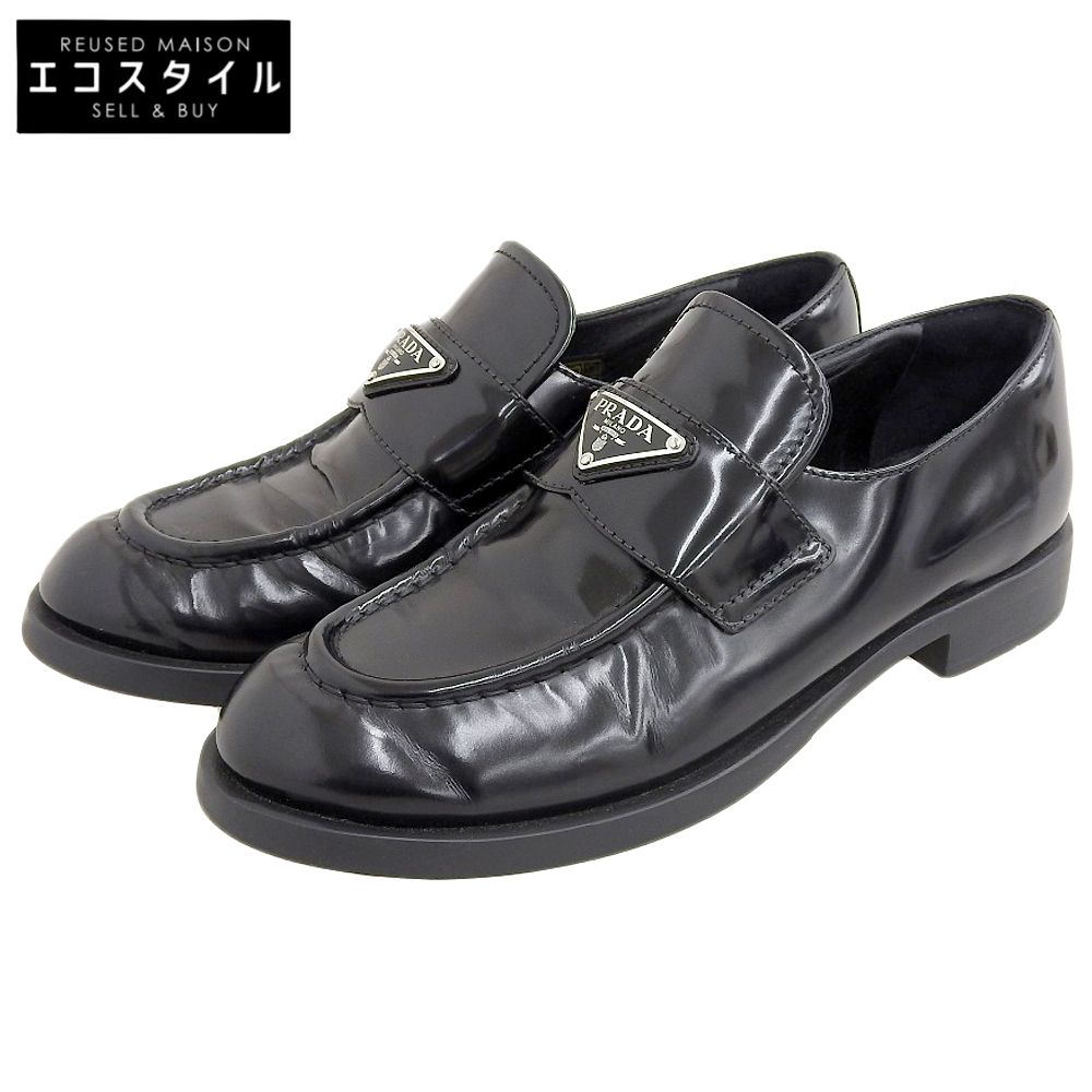 PRADA プラダ チョコレート ブラッシュドレザー ローファー シューズ