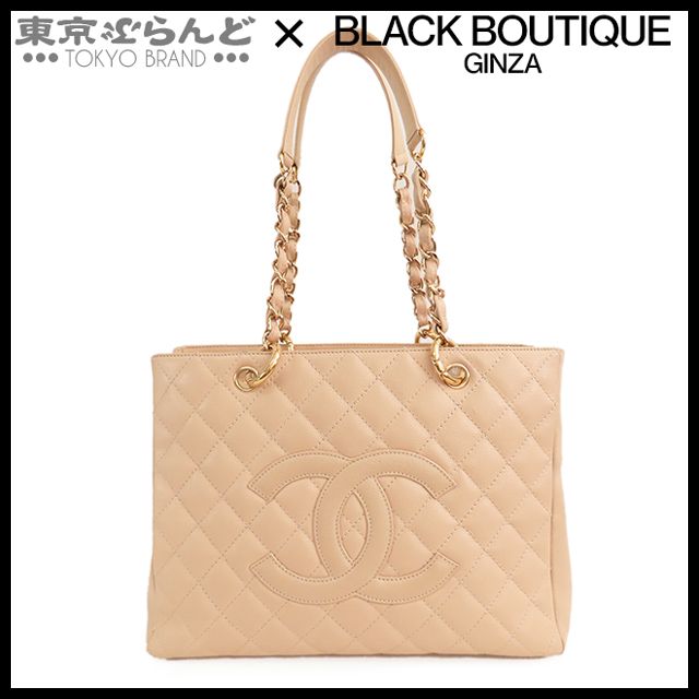 シャネル CHANEL グランドショッピングトート チェーントート 12番台 ベージュ ゴールド金具 キャビアスキン GST トートバッグ レディース