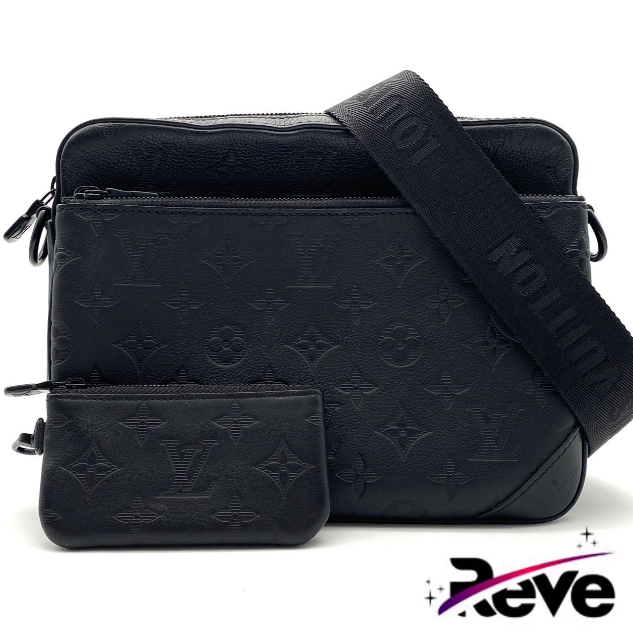 ルイヴィトン モノグラム パターン トリオ メッセンジャー ショルダーバッグ ブラック ポーチ コインパース
