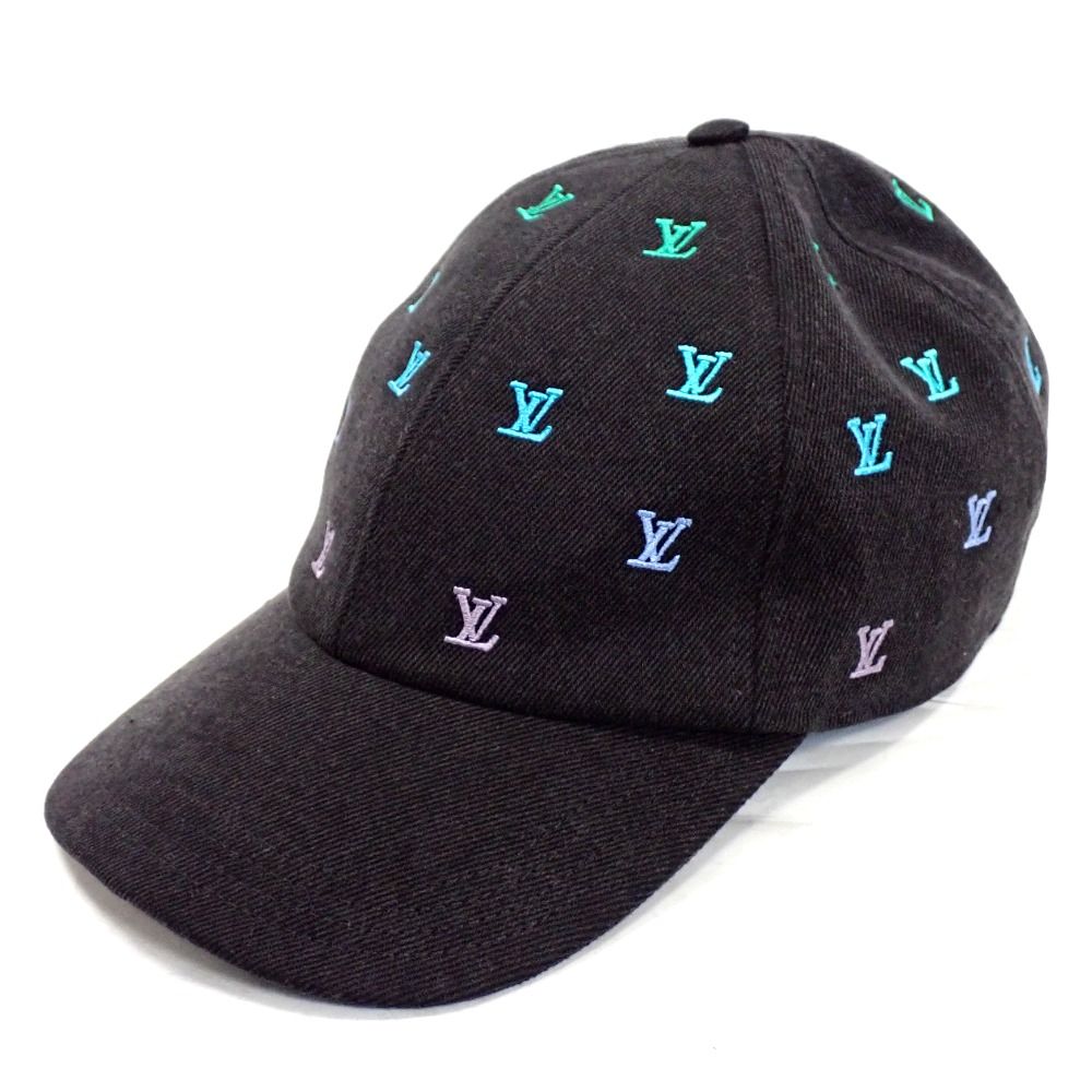Th 1002311 ルイ ヴィトン LV ブラゾン シェーディング デニム キャップ ブラックデニム LOUIS VUITTON 良好