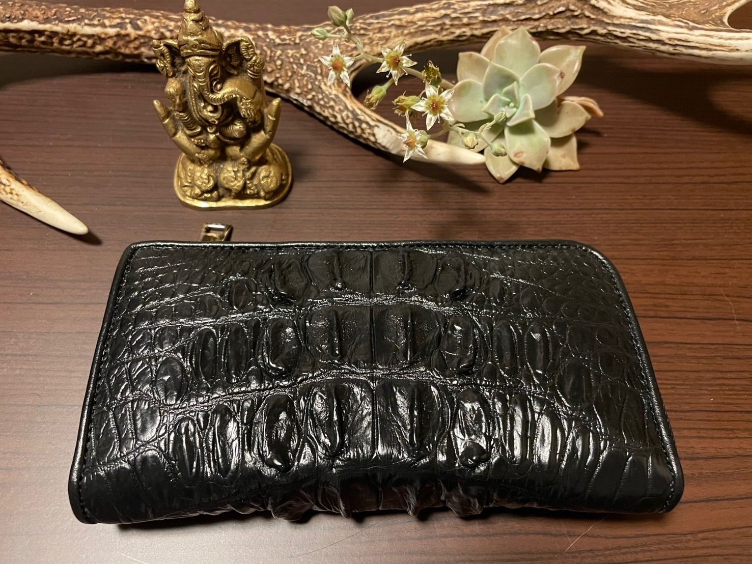 タイ直輸入】クロコダイル革 長財布 財布 ブラック 黒 ②-インショップ