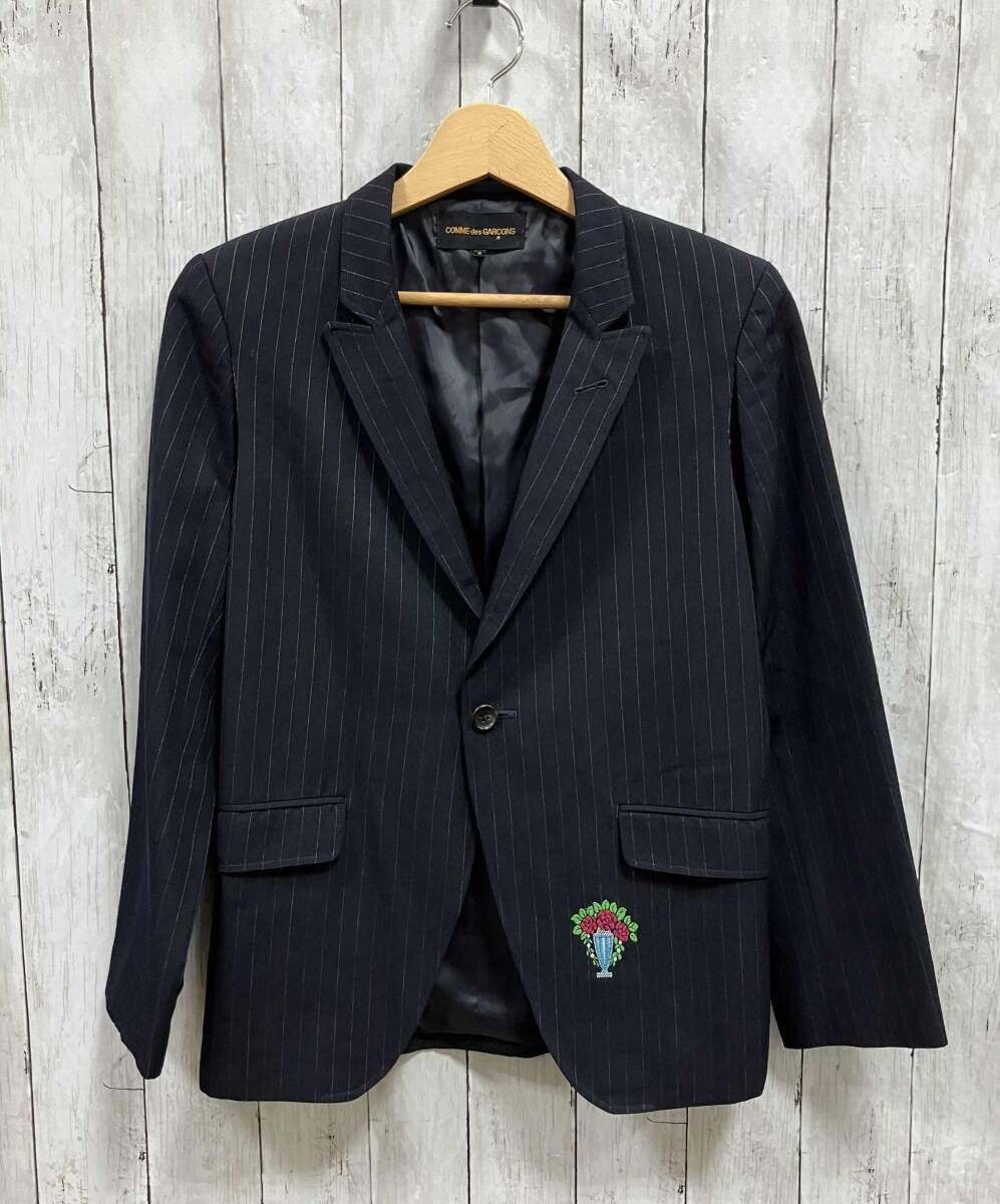 COMME des GARCONS／テーラードジャケット／花柄刺繍／ウール