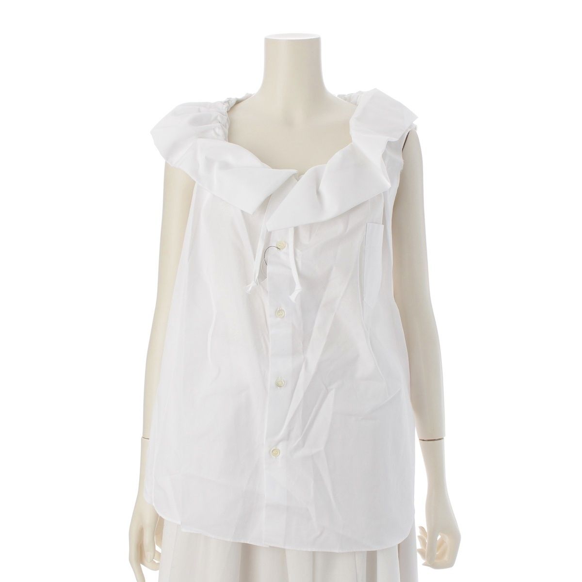 コムデギャルソン AD 2025 コットン 衿 デザイン ノースリーブ ブラウス トップス RK B 015 ホワイト XS