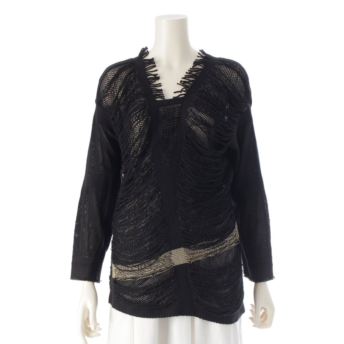 イッセイミヤケ フェット 2008年 08 AW A-POC INSIDE コットン ナイロン フリンジ デザイン トップス 長袖 ブラック 2