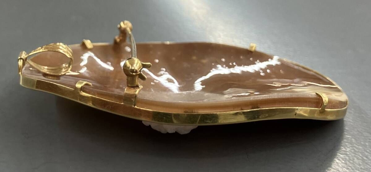 カメオ K18 トップ 18.6g 2WAY ブローチ ゴールド イエローゴールド