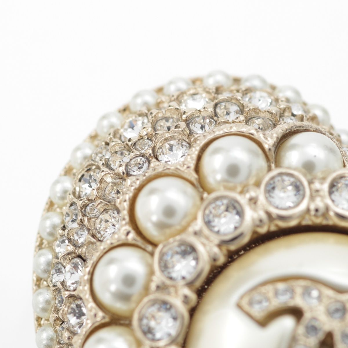 シャネル L22B ココマーク ラインストーン パール ハート ブローチ