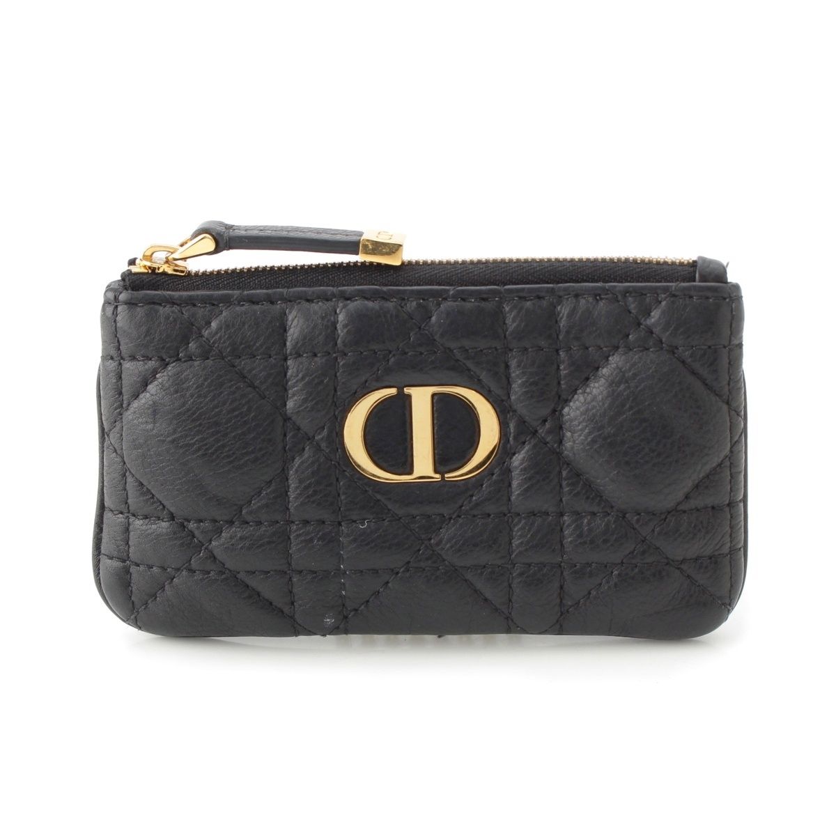 クリスチャンディオール カロ Myrte レザー カナージュ CDロゴ コインケース キーケース _M 900 ブラック