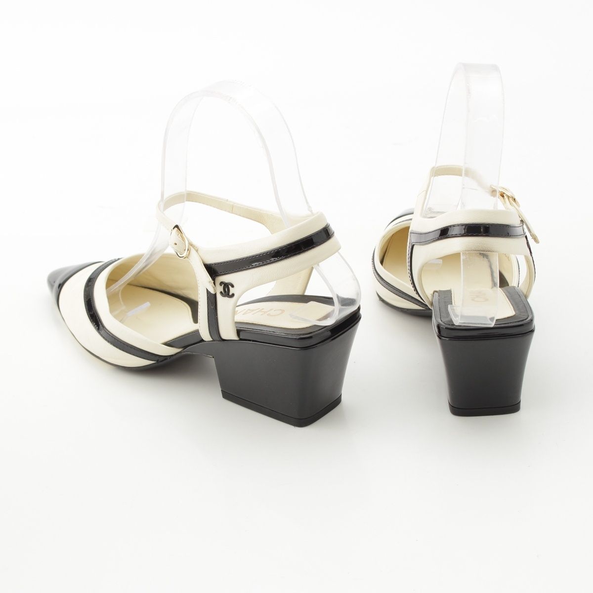 シャネル レザー ココマーク バイカラー スリングバッグ パンプス