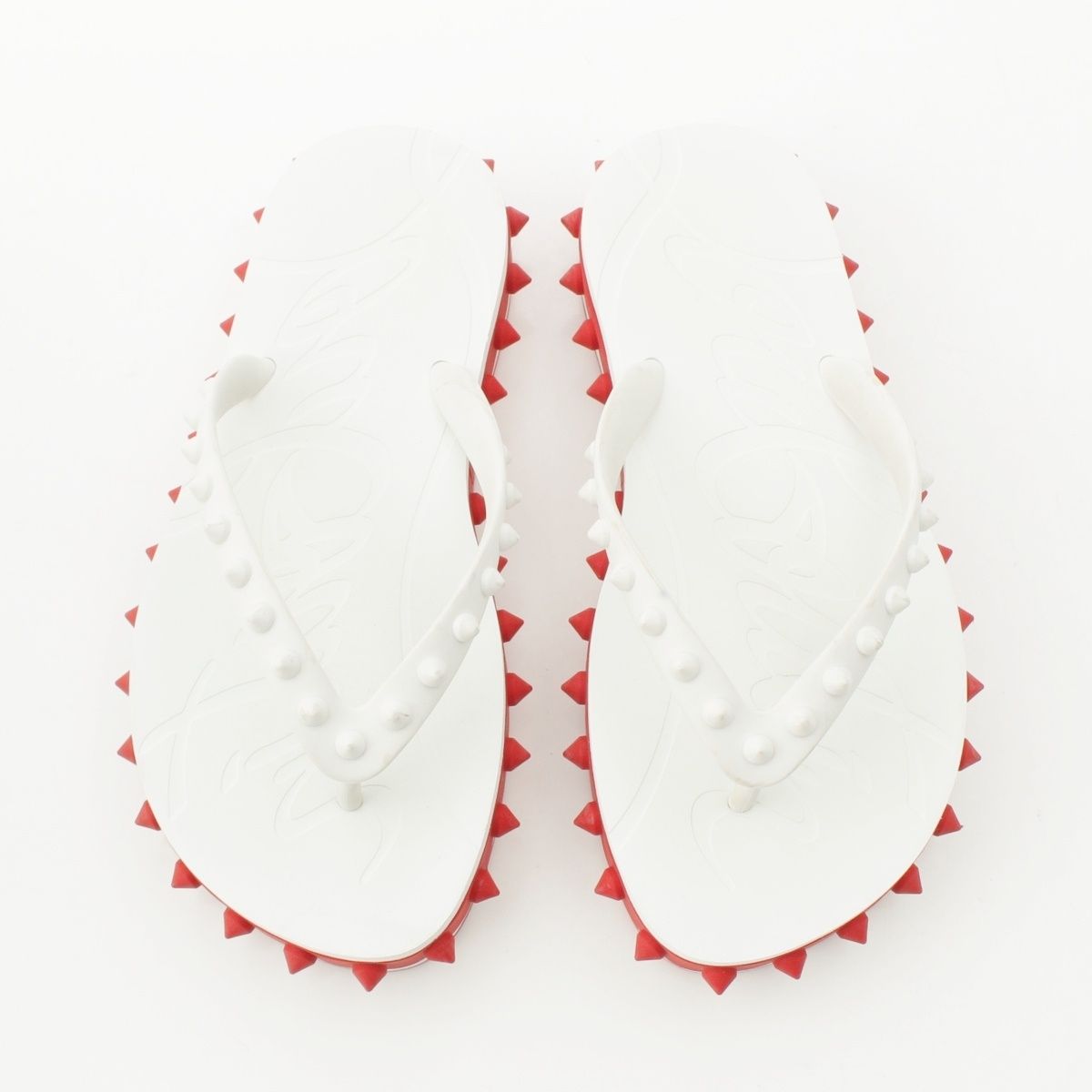 クリスチャンルブタン ラバー ルビフリップ サンダル ホワイト レッド 36