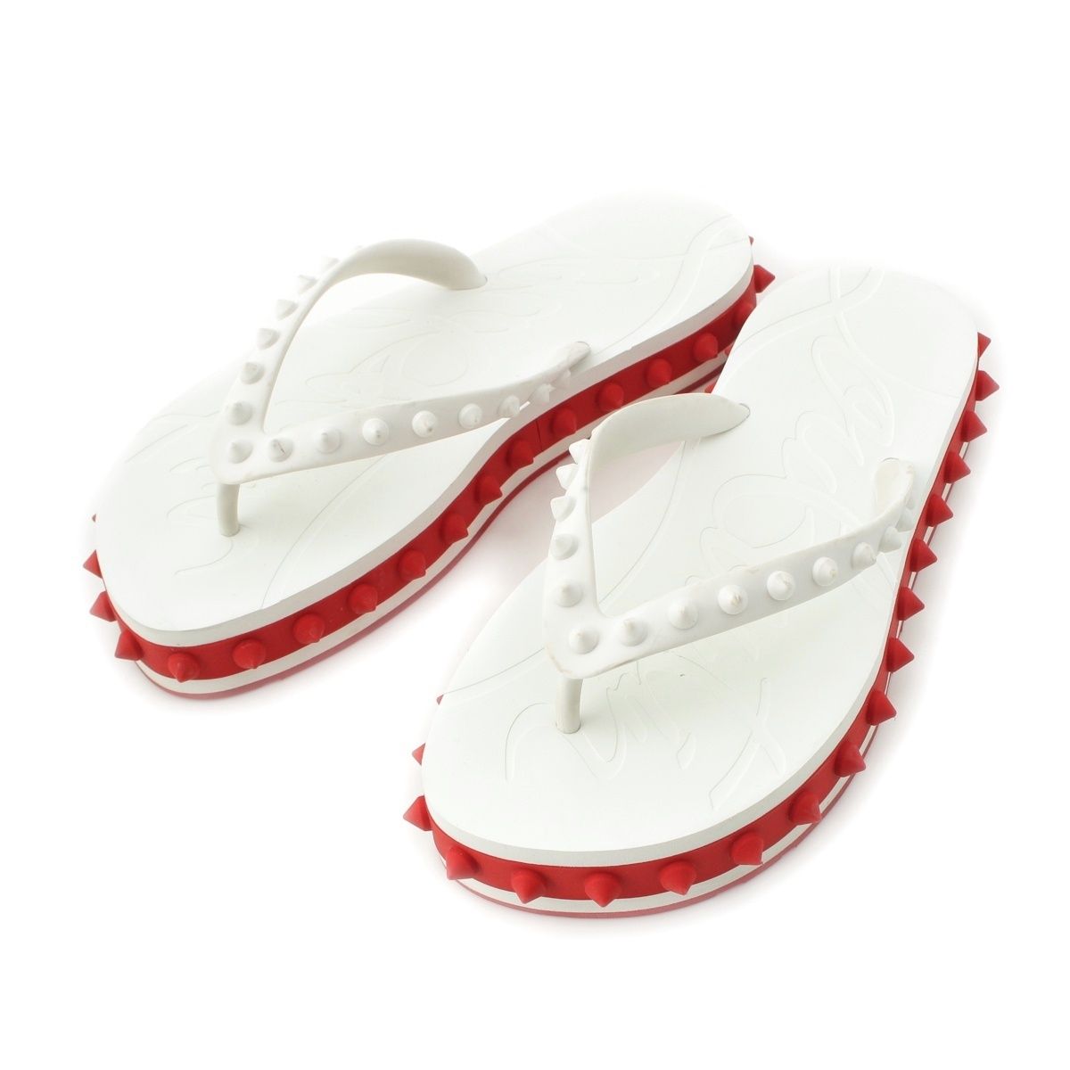クリスチャンルブタン ラバー ルビフリップ サンダル ホワイト レッド 36