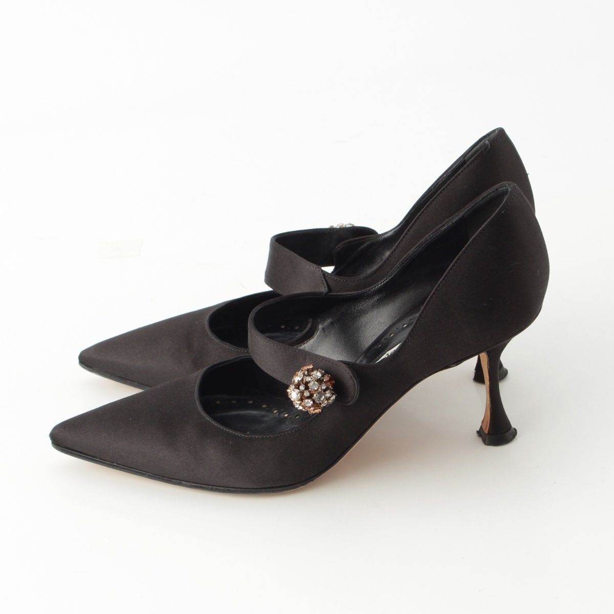  マノロブラニク サテン パンプス ブラック 36 ハイヒール パンプス パンプス