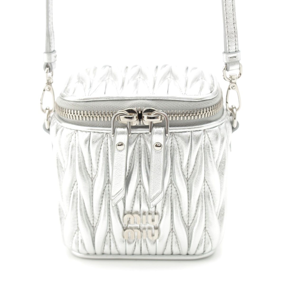 ミュウミュウ レザー マテラッセ ロゴ マイクロ ショルダーバッグ