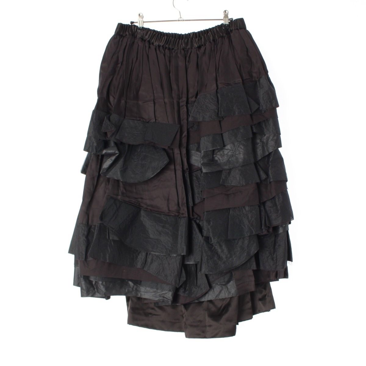 コムデギャルソン AD 2021 21 AW キュプラ アセテート フリル レース チュール 異素材MIX スカート GH S 007 ブラック L