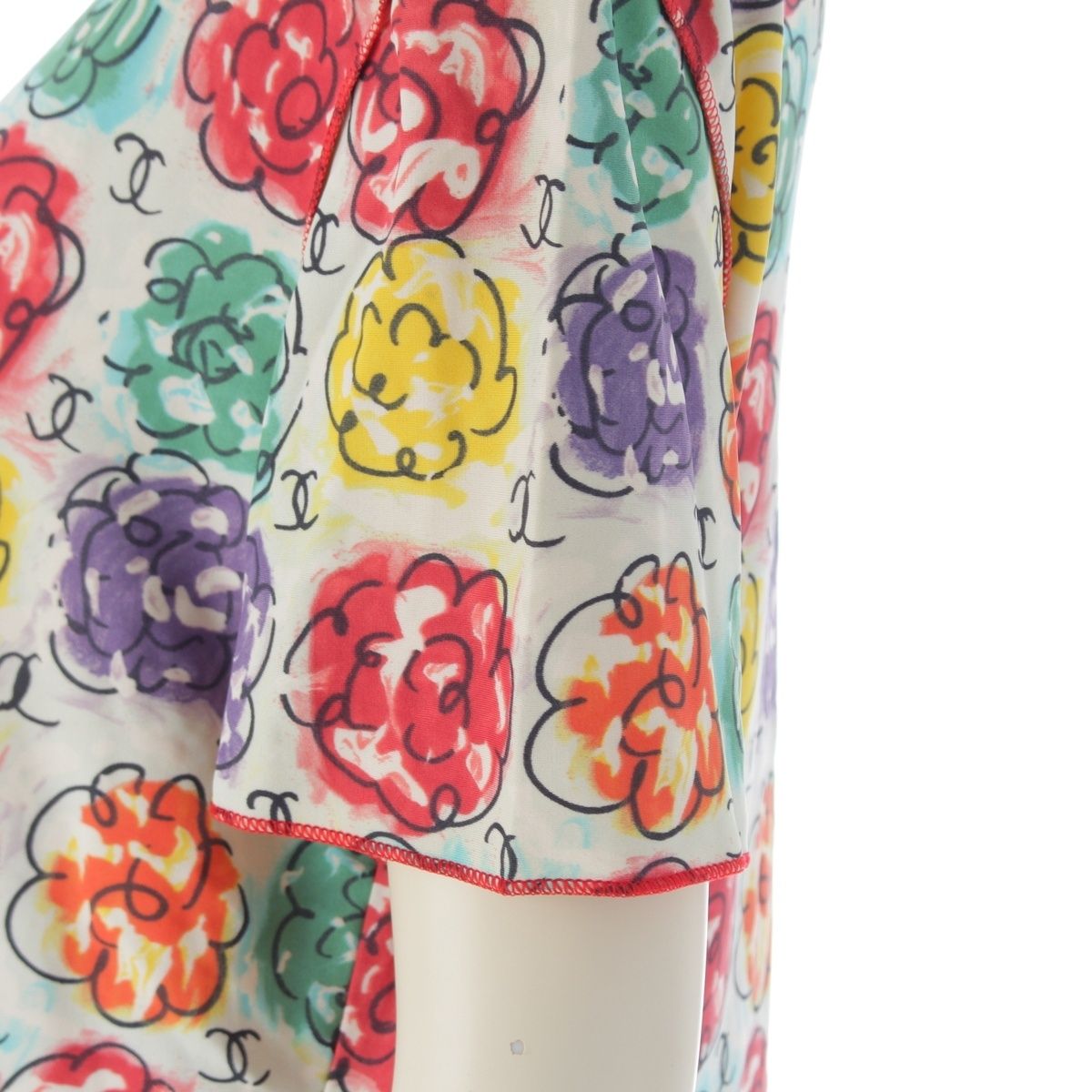 シャネル 00SS ナイロン ココマーク カメリア総柄 トップス 半袖