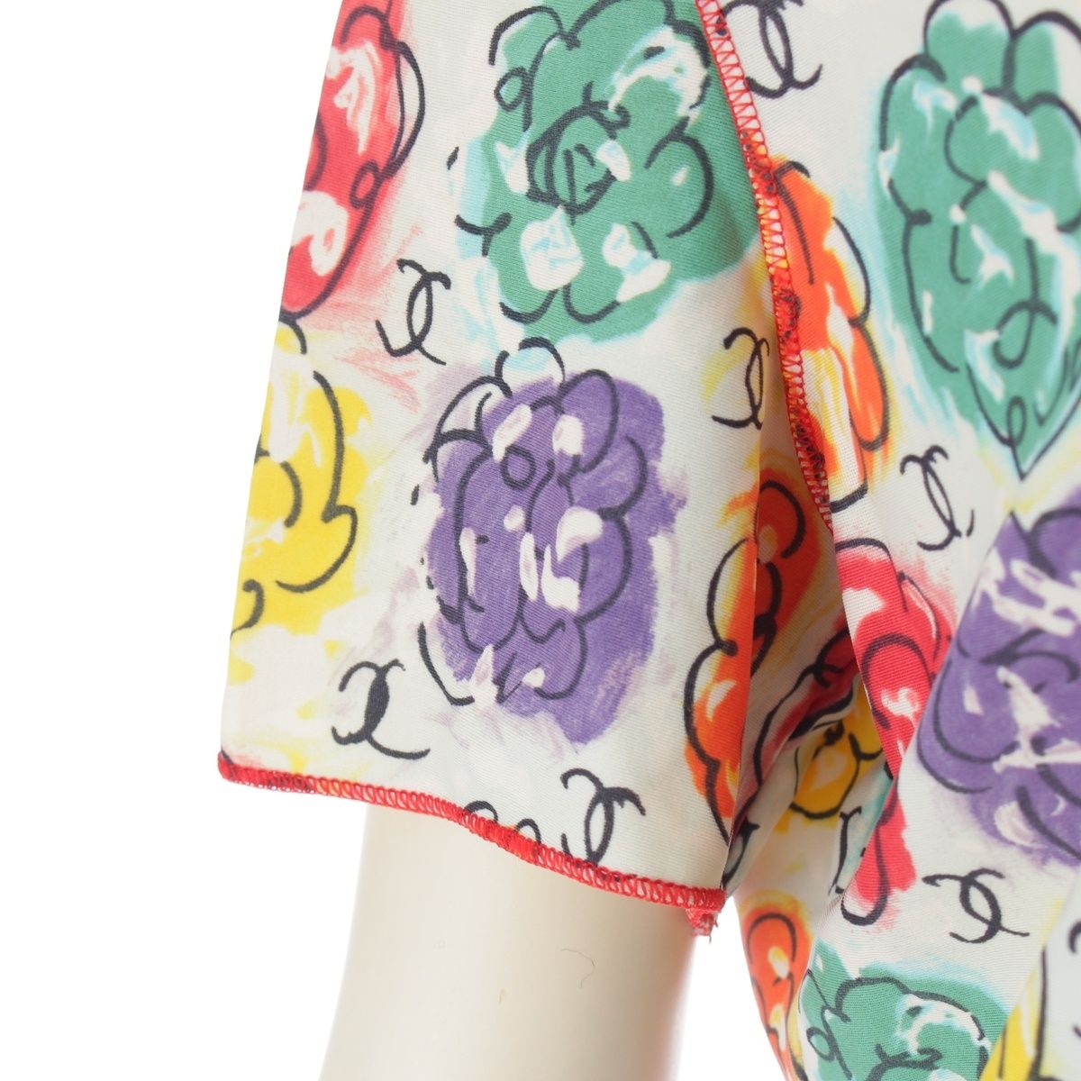 シャネル 00SS ナイロン ココマーク カメリア総柄 トップス 半袖