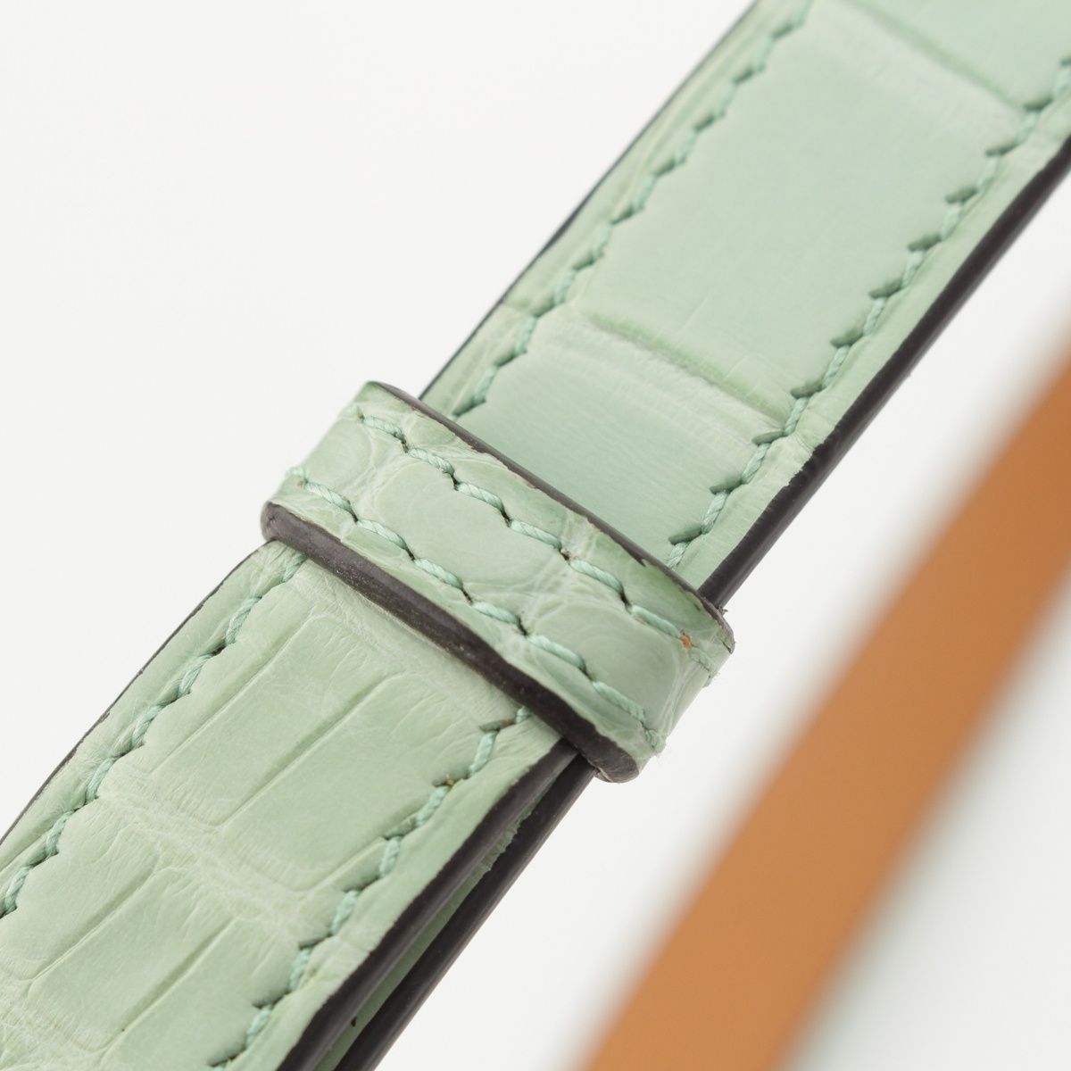 エルメス ケリーベルト18 クロコ アリゲーターマット B刻印 シルバー