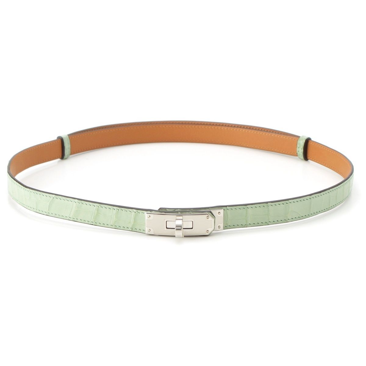 エルメス ケリーベルト18 クロコ アリゲーターマット B刻印 シルバー