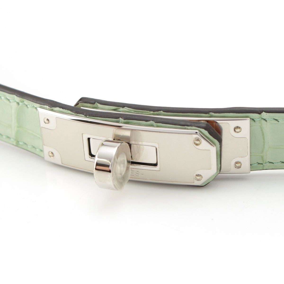 エルメス ケリーベルト18 クロコ アリゲーターマット B刻印 シルバー