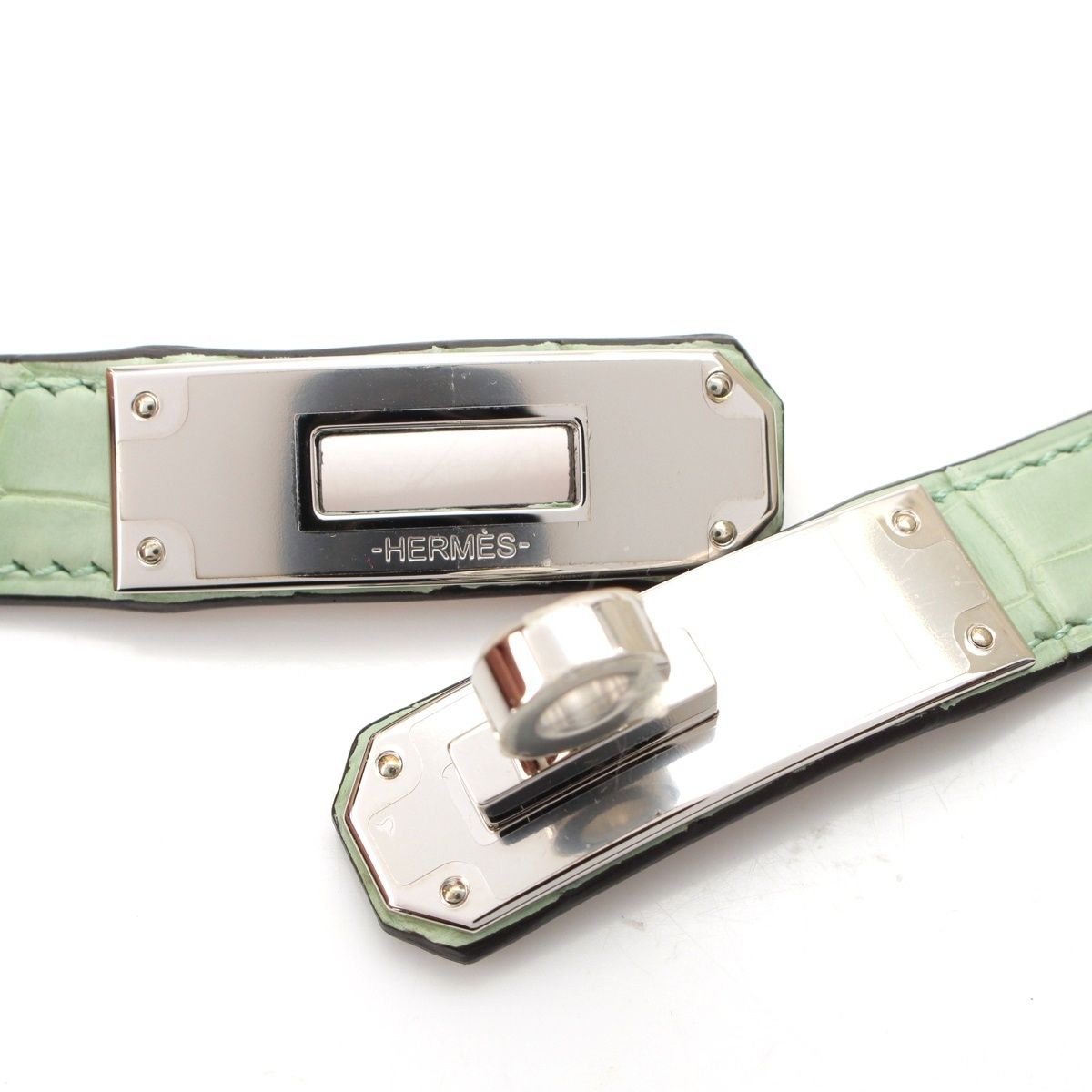 エルメス ケリーベルト18 クロコ アリゲーターマット B刻印 シルバー