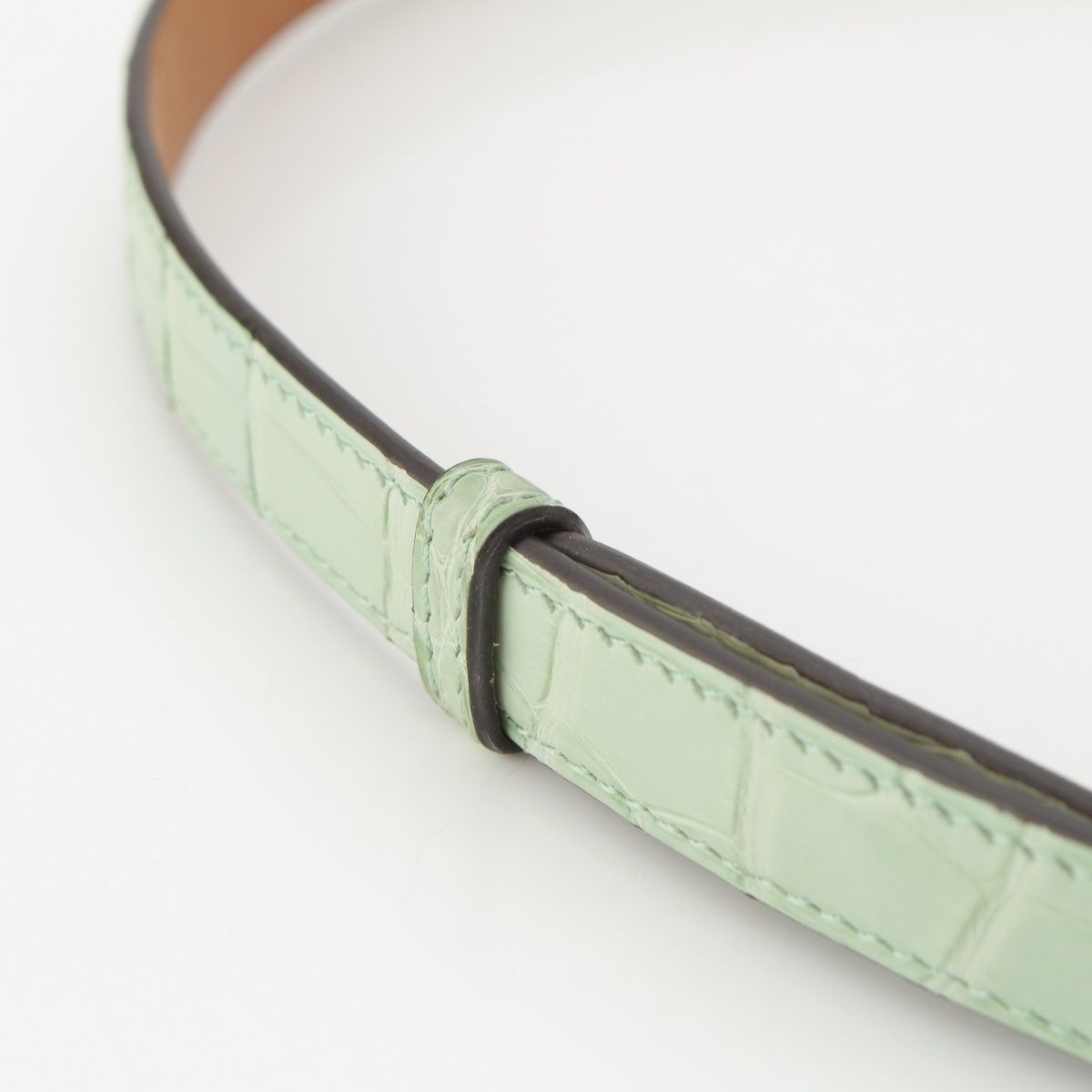 エルメス ケリーベルト18 クロコ アリゲーターマット B刻印 シルバー