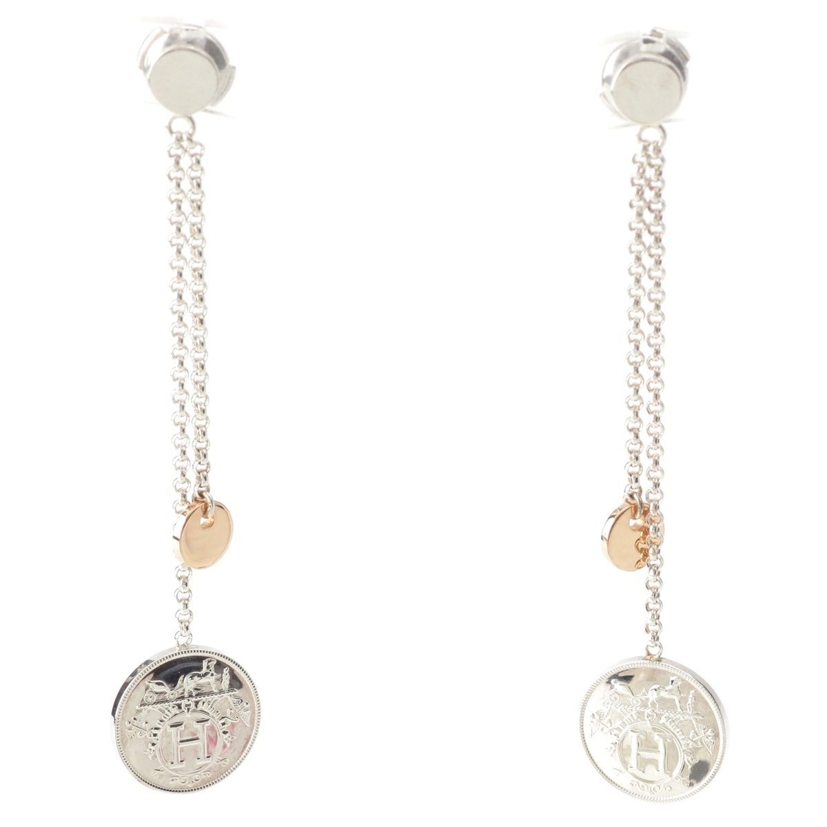 エルメス エクスリブリス PM Ag 925 Au 750 PG ピアス シルバー 6 5 g