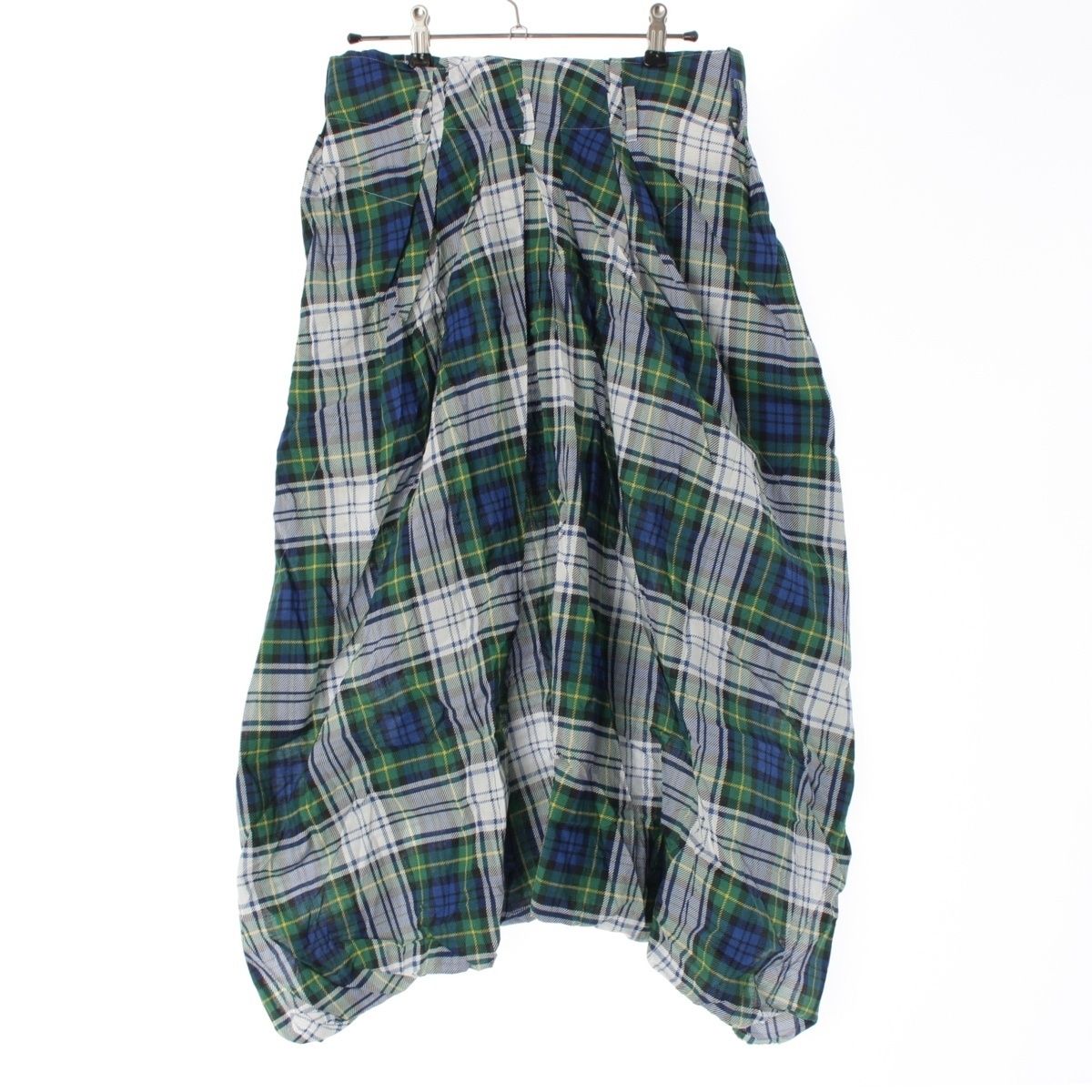 コムデギャルソン AD 2005 06 SS コットン チェック ワイド サルエルパンツ ボトムス GQ P 013 ホワイト グリーン ブルー マルチ