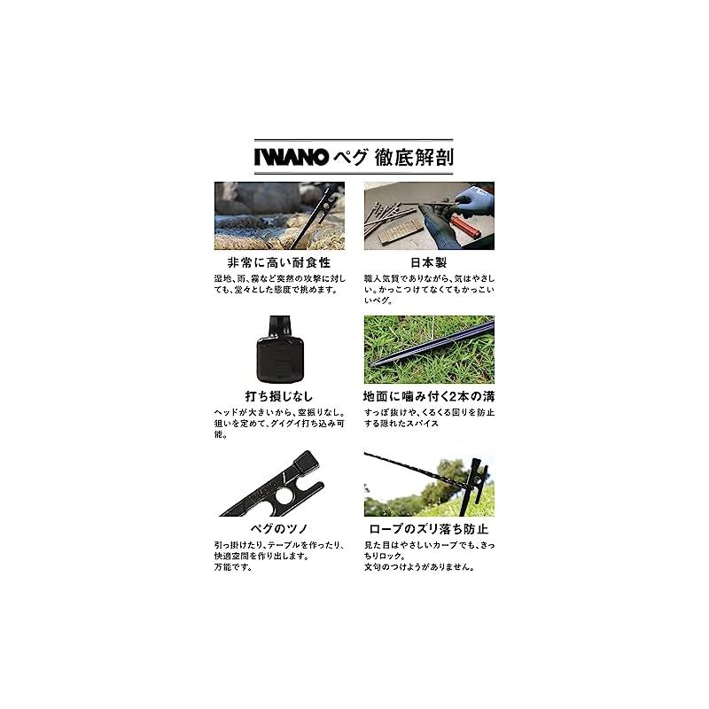 IWANO ] 鍛造ペグ 30cm 日本製 [抜かない限り抜けません] カチオン電着