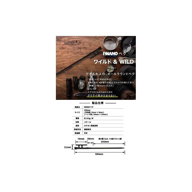 IWANO ] 鍛造ペグ 30cm 日本製 [抜かない限り抜けません] カチオン電着