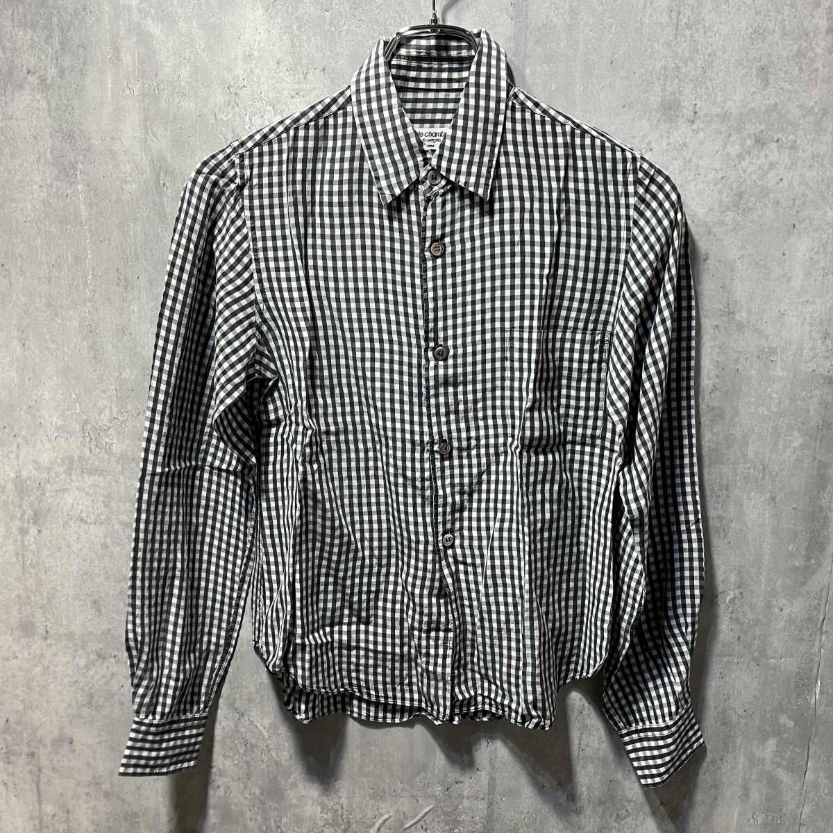 95 AW robe de chamble COMME des GARCONS 長袖シャツ ブラウス archive ギムガムチェックシャツ RB 040030 ローブドシャンブル