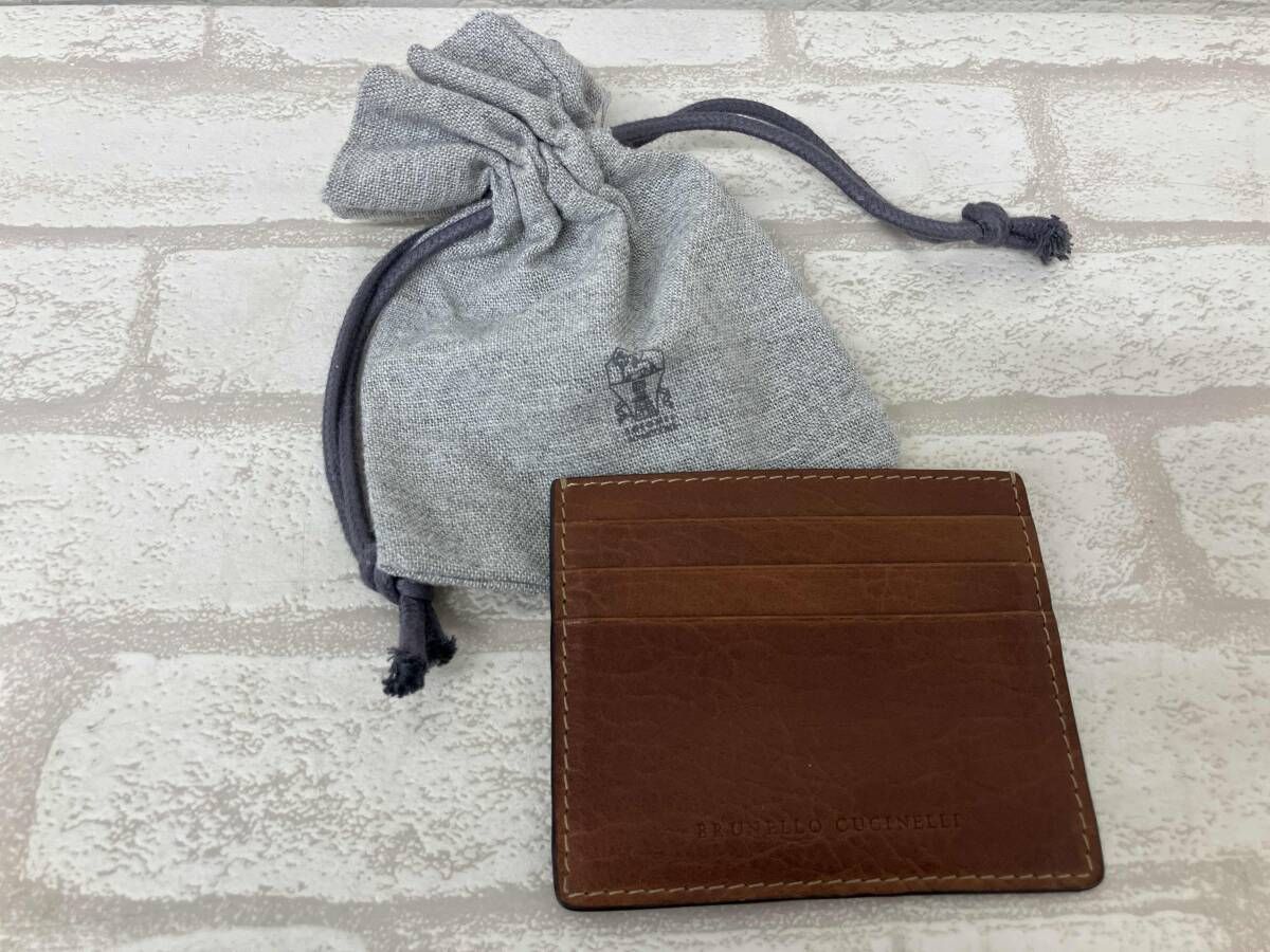 BRUNELLO CUCINELLI ブルネロクチネリ カードケース ブラウン レザー メンズ イタリア製