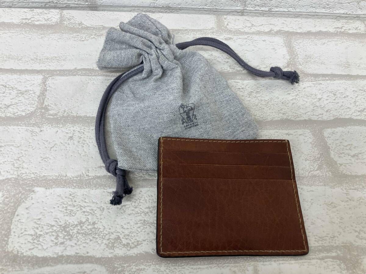 BRUNELLO CUCINELLI ブルネロクチネリ カードケース ブラウン レザー メンズ イタリア製 カーゴパンツ 名刺入れ 
