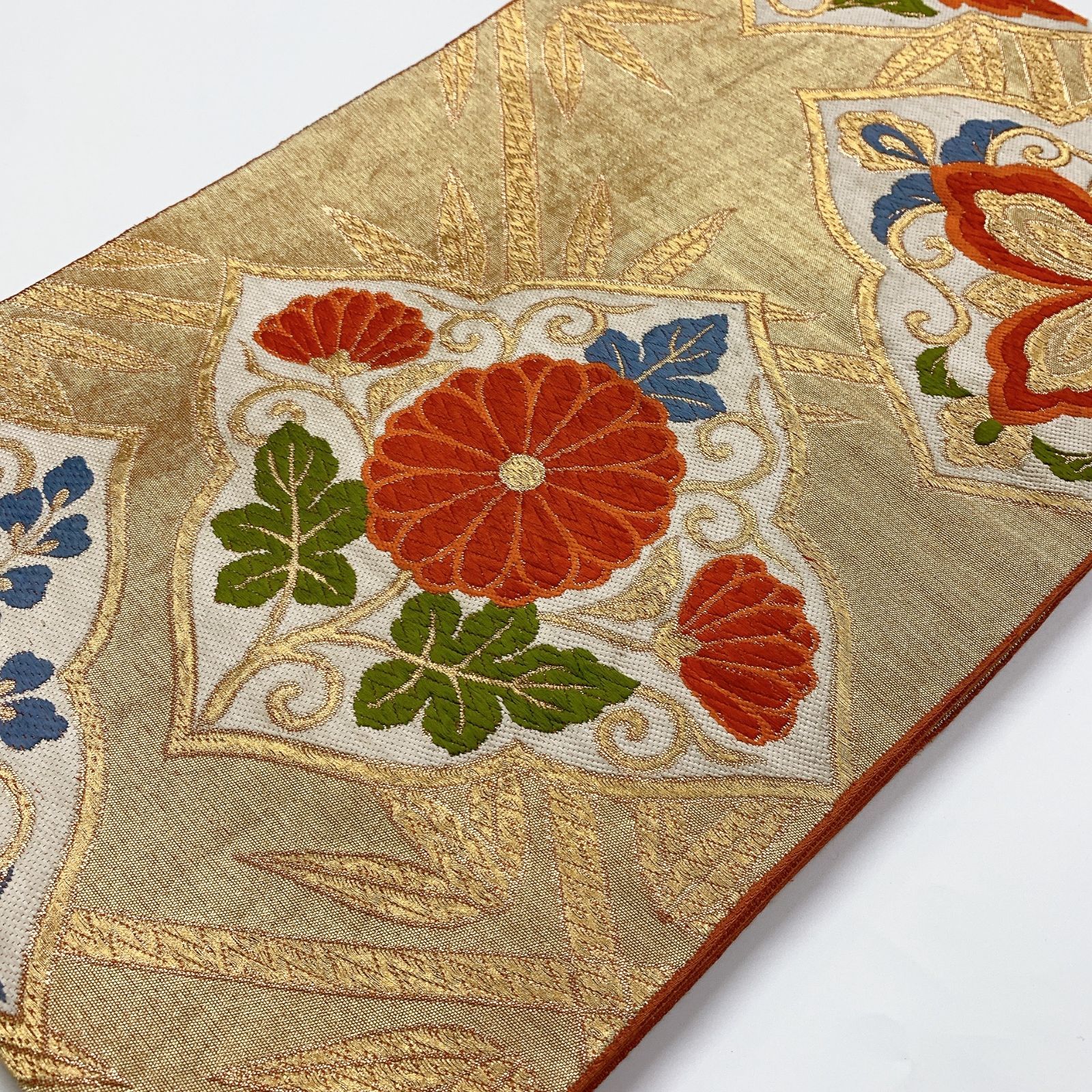 6076］袋帯 花菱吉祥文様 金彩 六通 正絹 着物 フォーマル - メルカリ