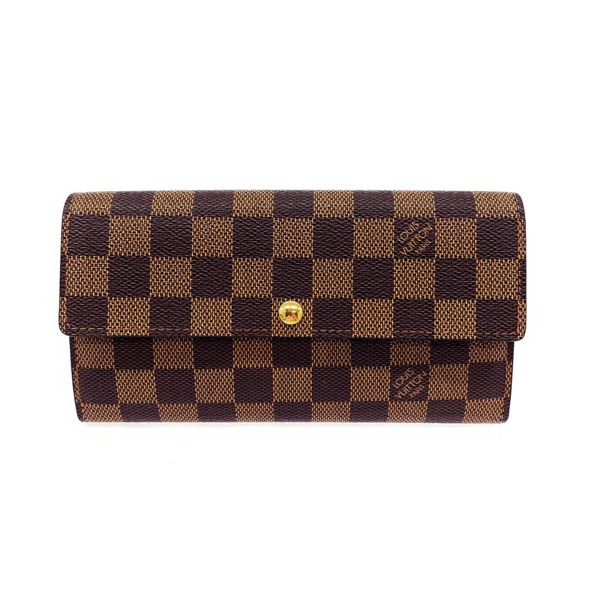ルイ ヴィトン◎ポルトフォイユ サラ ダミエ エベヌ フラップ 長財布 ブラウン 良好 LOUIS VUITTON ルイヴィトン ダミエ エベヌ ポルトフォイユサラ