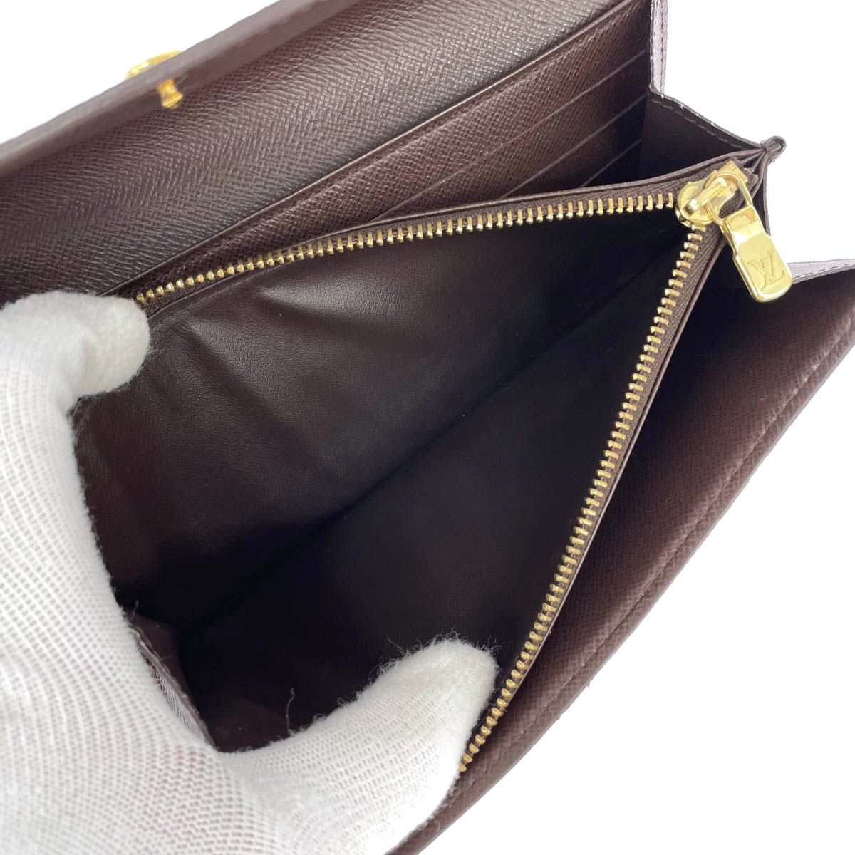 良好 LOUIS VUITTON ルイヴィトン ダミエ エベヌ ポルトフォイユサラ