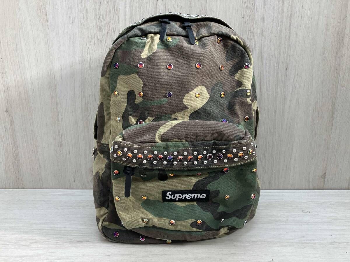 Supreme b.b.Simon Denim Backpack 迷彩×スタッズ リュックサック 所々