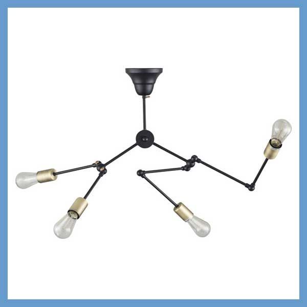シーリングアームライト ４アーム W 109 71 D 6 104 H 38 86 cm No 727 ブラック