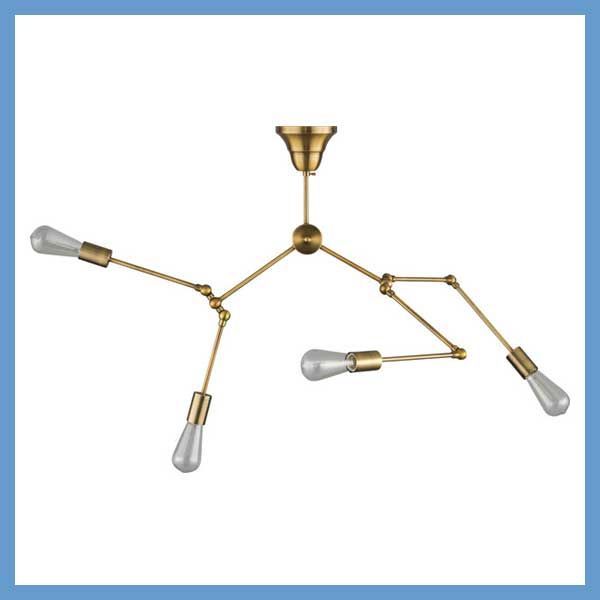 シーリングアームライト ４アーム W 109-71×D 6-104×H 38-86 cm No.727 ゴールド