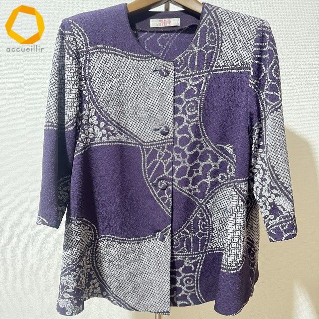 snc シセンドウ 詩仙堂 シャツ ブラウス 紫 ちりめん レディース 975163