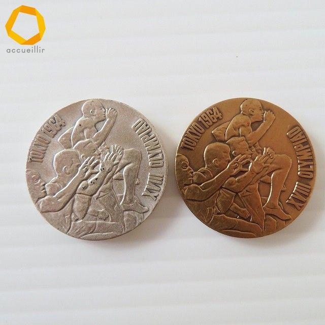 anze 東京オリンピック 1964年 記念メダル シルバー 銅 925 丹銅 2枚
