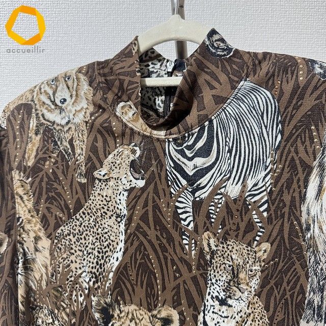 anc イタリヤ 伊太利屋 カットソー 11 茶 アニマル レディース [977572