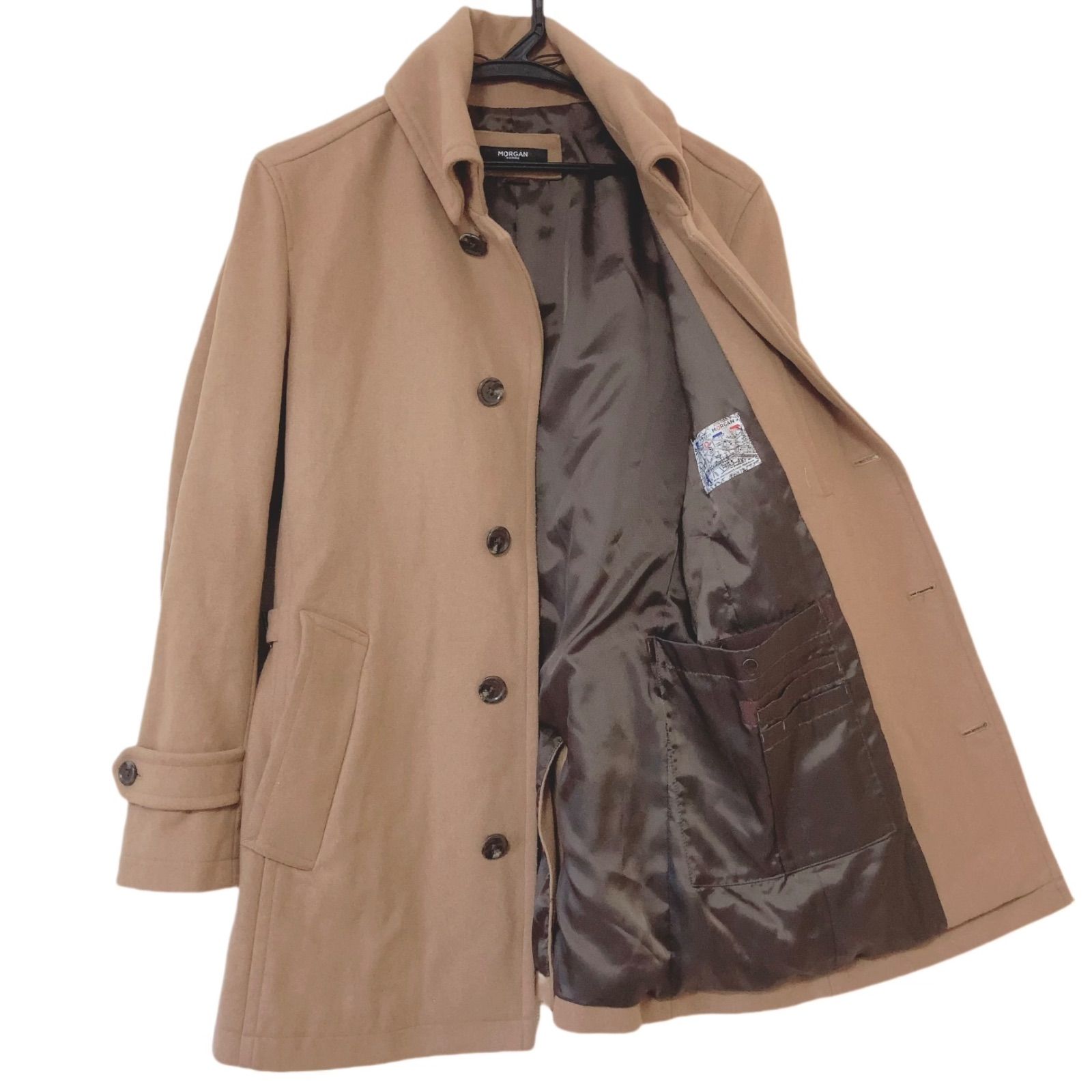 RE261【美品】MORGAN HOMME モルガンオム ステンカラーコート キャメル