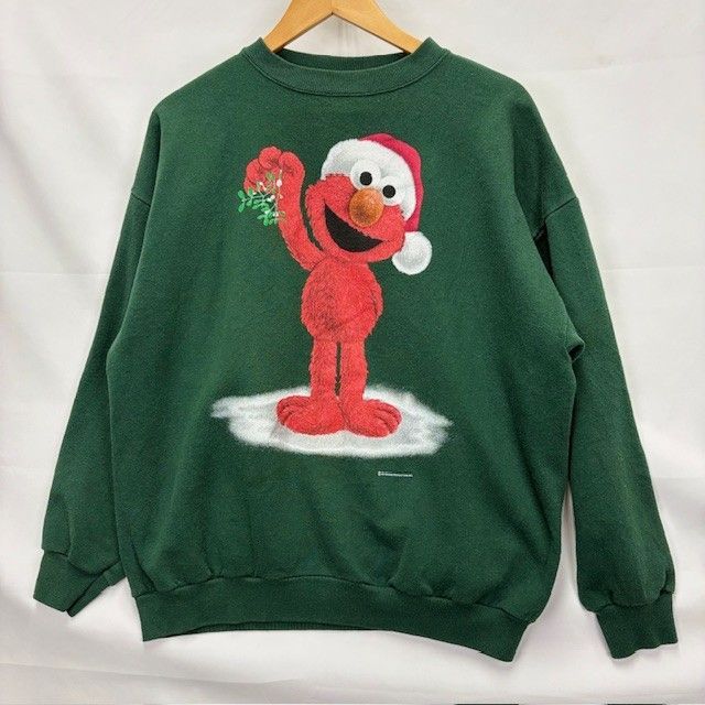 90年代 SESAME STREET エルモ クリスマス プリント スウェット トレーナー TULTEX MADE IN USA サイズXL 07113008 872