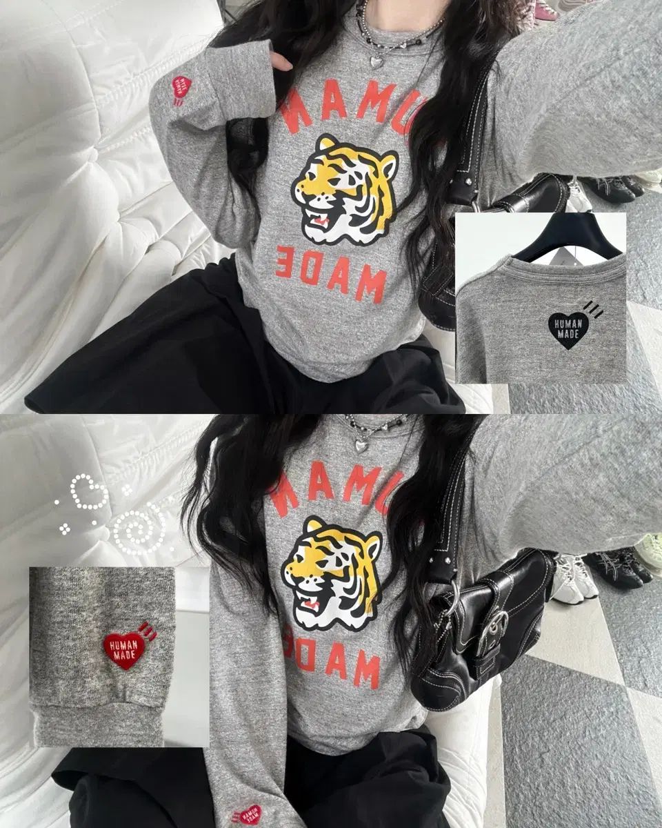 HUMAN MADE タイガー グレー 小売業者 ロングスリーブ HUMAN MADE トラ
