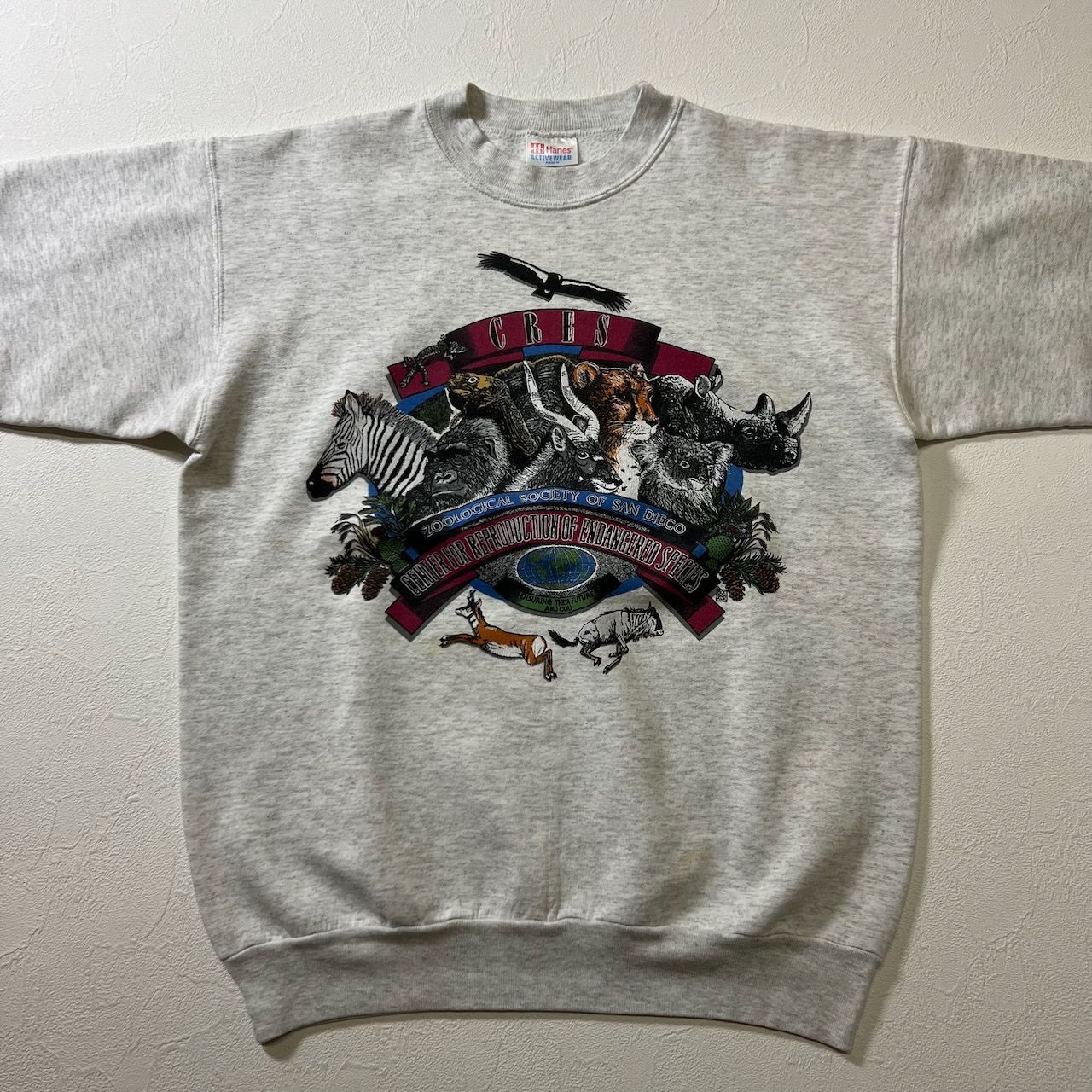 90s USA Hanes アニマル 両面プリント スウェット トレーナー ヘインズ