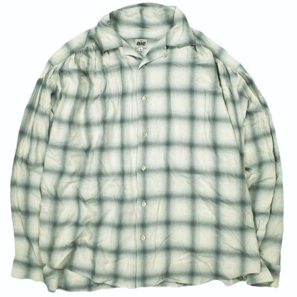 AiE エーアイイー 25SS Painter Shirt - Ombre Rayon Twill - Plaid ペインターシャツ オンブレレーヨンツイル QV810 M Ecru ギャザー 美品 20ss AIE ×ジャーナルスタンダード Painter Shirt AiE (Arts in