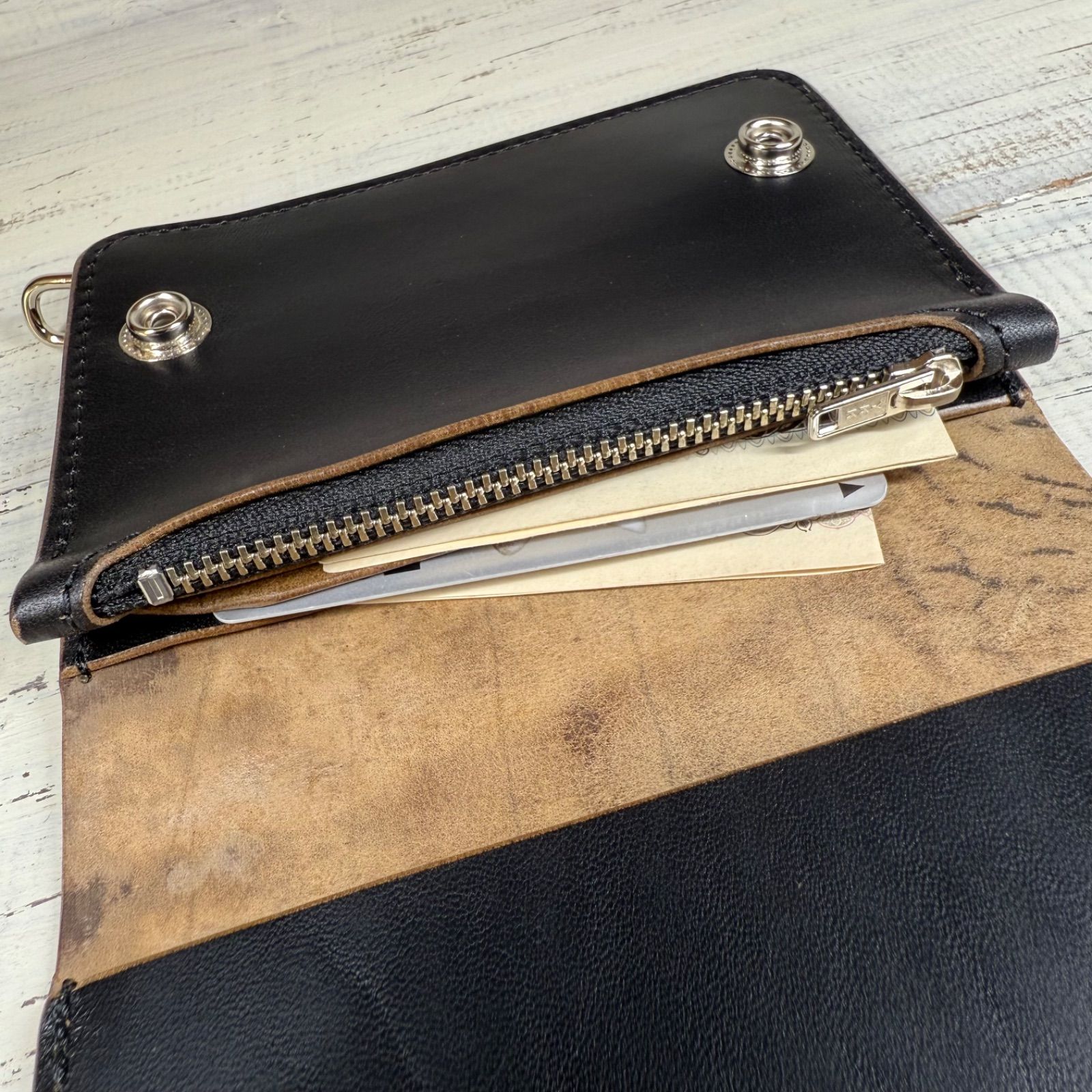 トラッカーウォレット ショート 2層 】 マリアムホースバット 茶芯